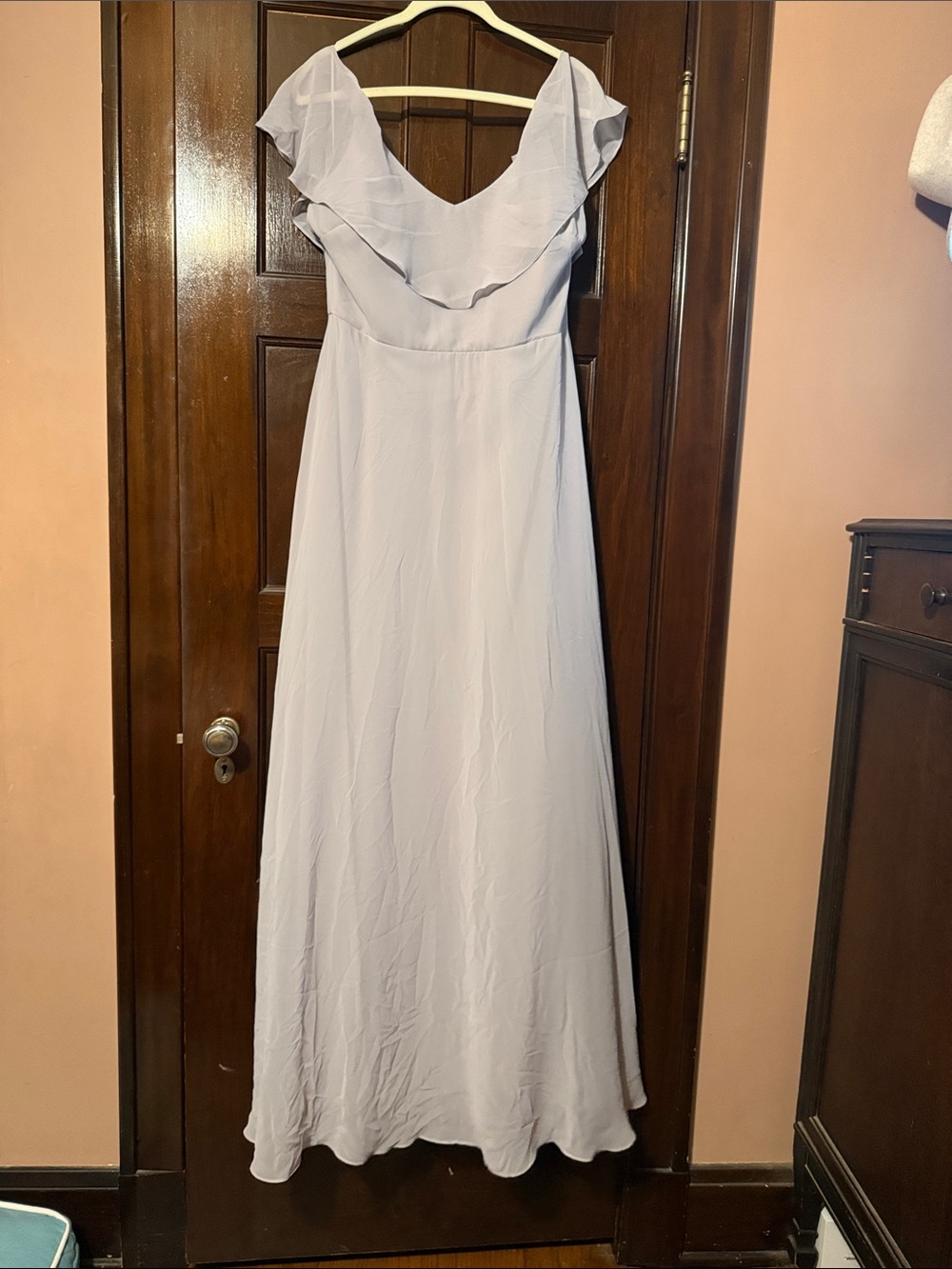Birdy Grey Light Lavender Ruffle-Trim Maxi Dress
